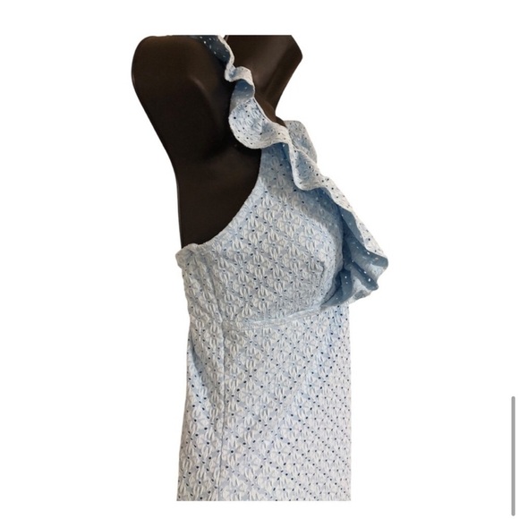 Betsey Johnson Clear sky blue 1piece Ruffle strap eyelet Swimsuit‎ size medium - Picture 11 of 16